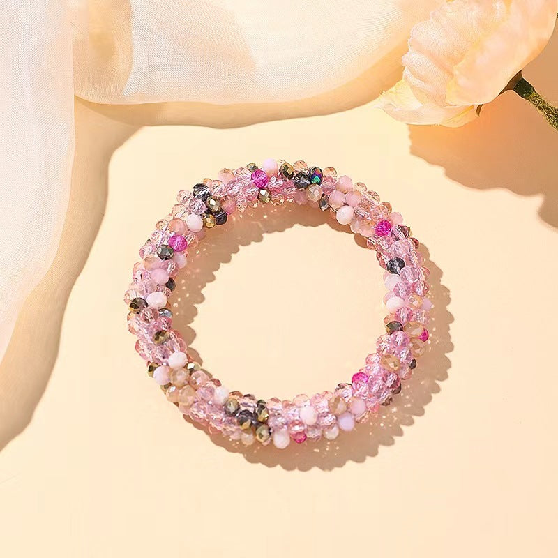 Wholesale Sequin Crystal Color Elastic Rubber Band Bracelet Dual Use