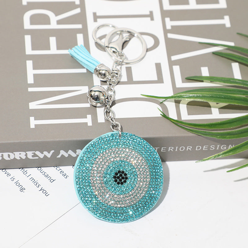 Wholesale 12pcs Diamond Devil Evil Eye Keychain Bag Tassel Pendant Key