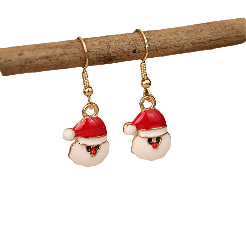 Wholesale Red and Green  Snowman Christmas Hat Earrings