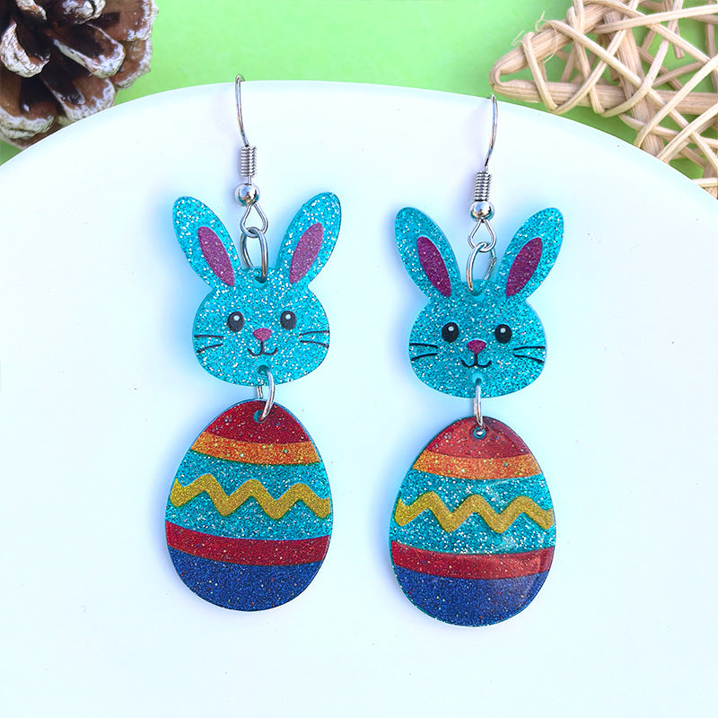 Wholesale Easter cartoon rabbit Easter egg acrylic earrings