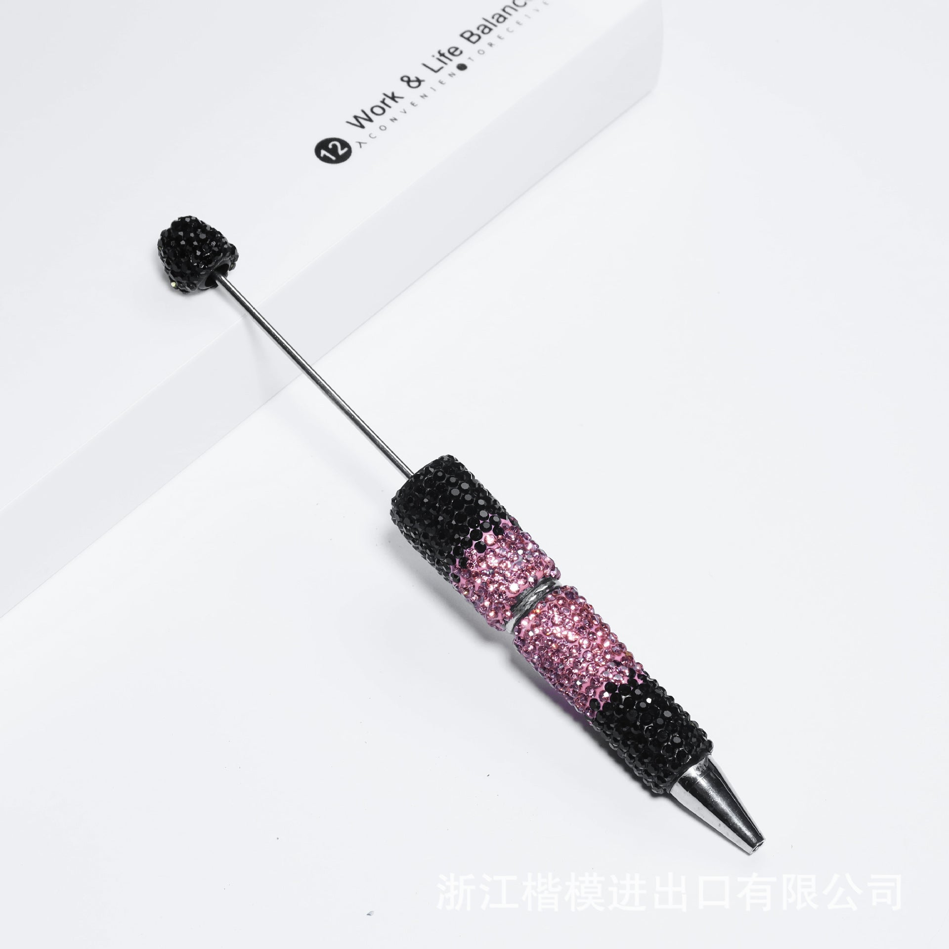 Wholesale 5pcs Beadable Pens Heavy Duty Diamond Inlaid Plastic Ballpoint Pen with Diamond
