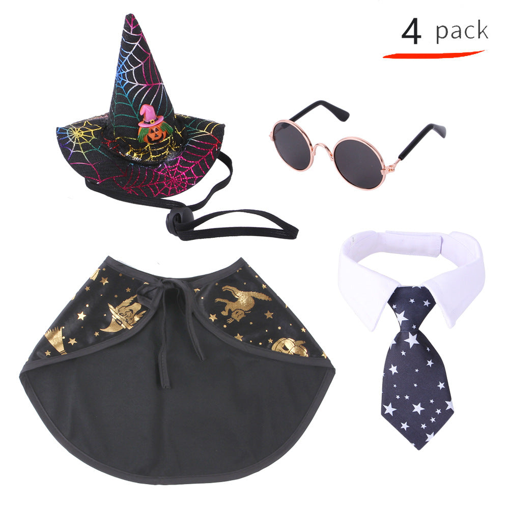 Wholesale 2PCS Halloween Set Cat Funny Hat Triangle Polyester Cloak