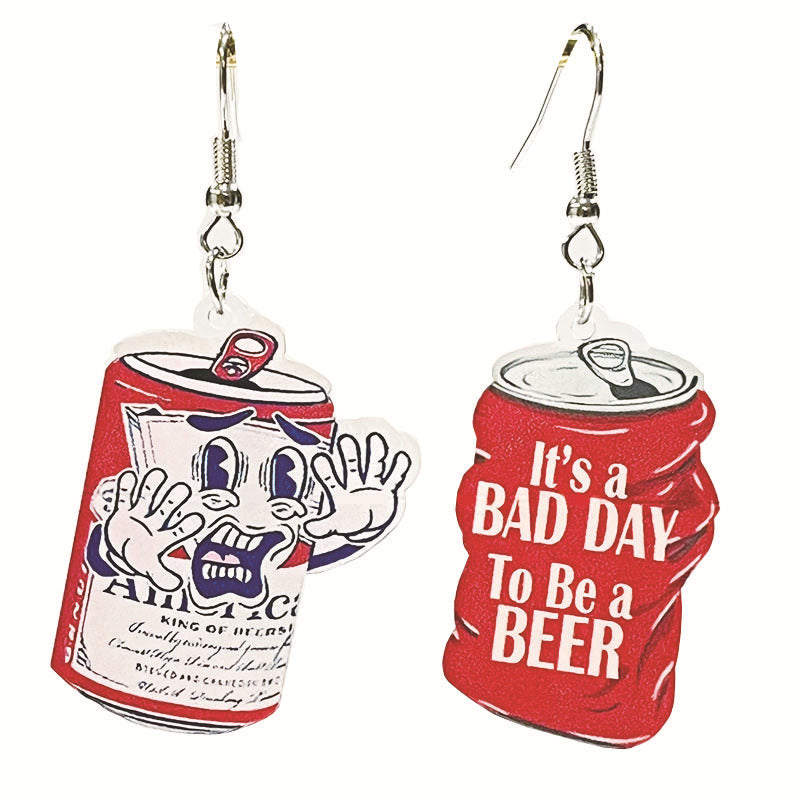 Wholesale Retro Fun Cute Ice Beer Transparent Water Drop Earrings