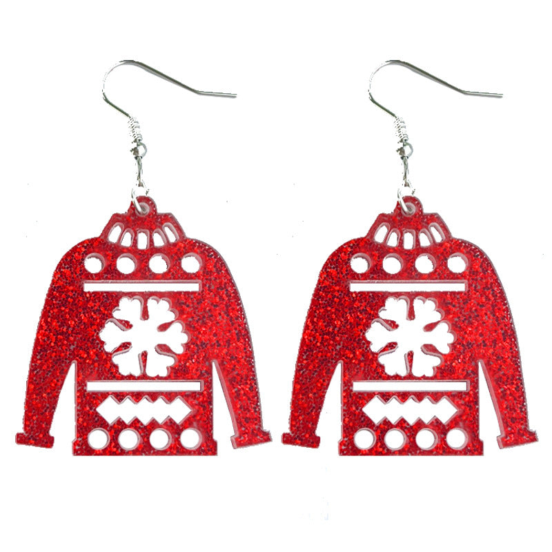 Wholesale 2pairs/pack Christmas Acrylic Sparkling Cut-out Festive Line Earrings