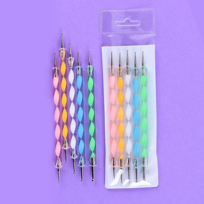 Wholesale Acrylic Drill Spiral Double-headed Manicure Dotting Pen Set 5 Pieces
