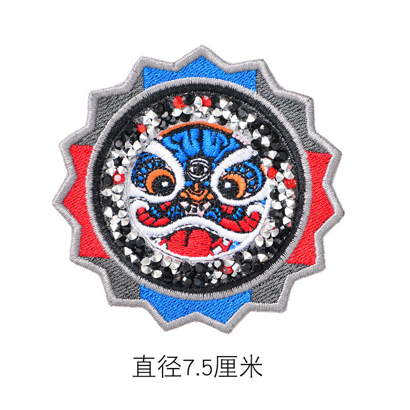 Wholesale Stylish Rayon Embroidered Round Lion Letter Patch For Coat Repair And Decoration