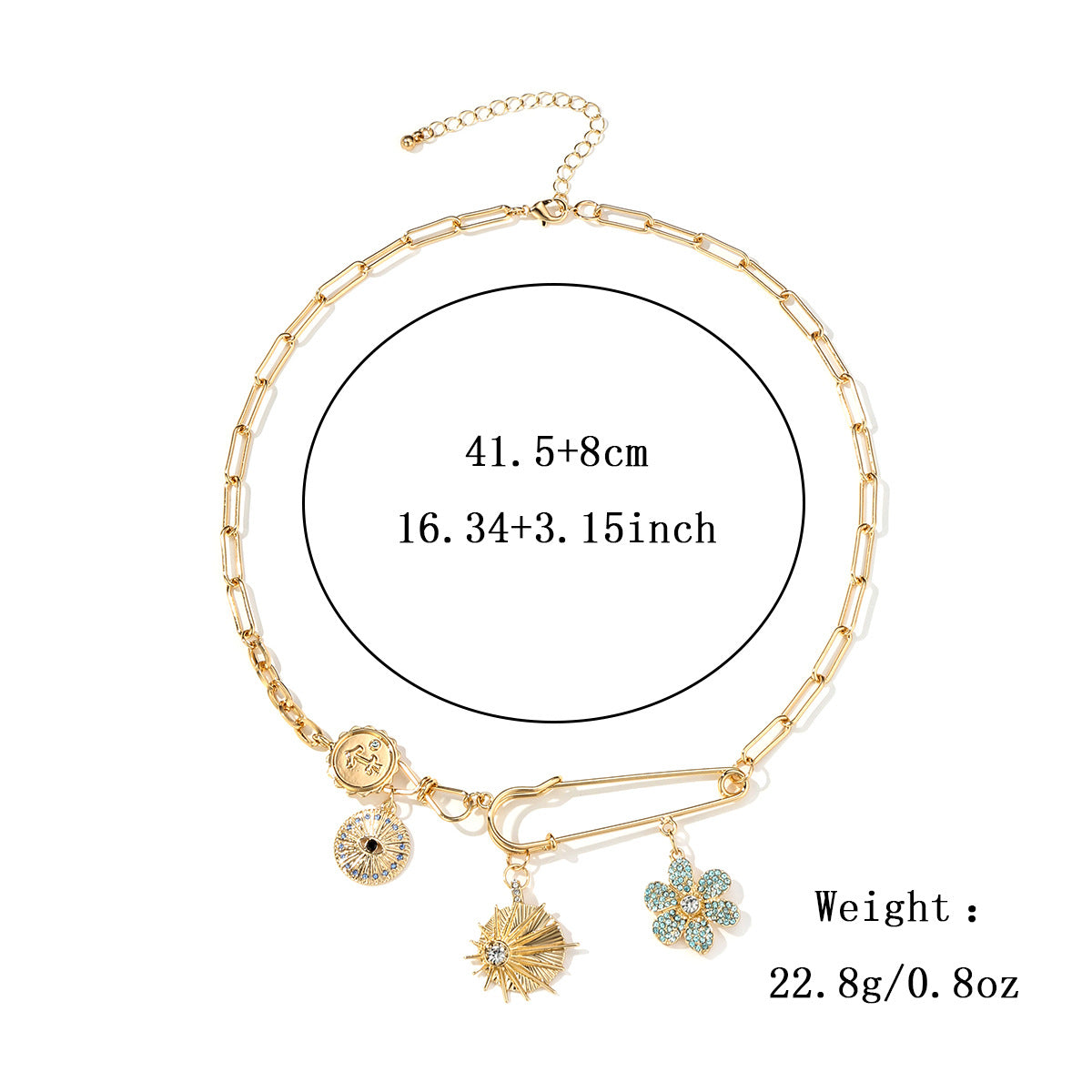 Wholesale Mysterious Coin Diamond Relief Small Pendant Bib Necklace