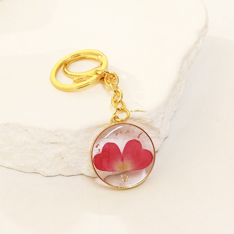 Wholesale 6pcs Dried Flower Resin Specimen Month Flower Keychain