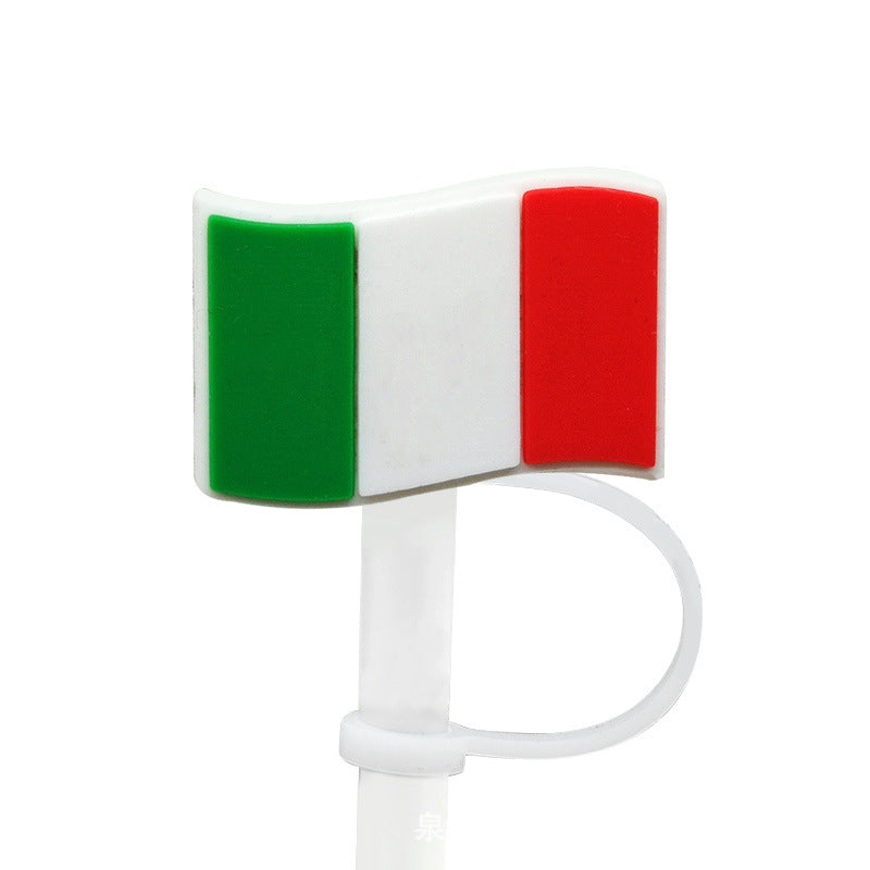 Wholesale of 10pcs Flag Series Silicone Straw Sets