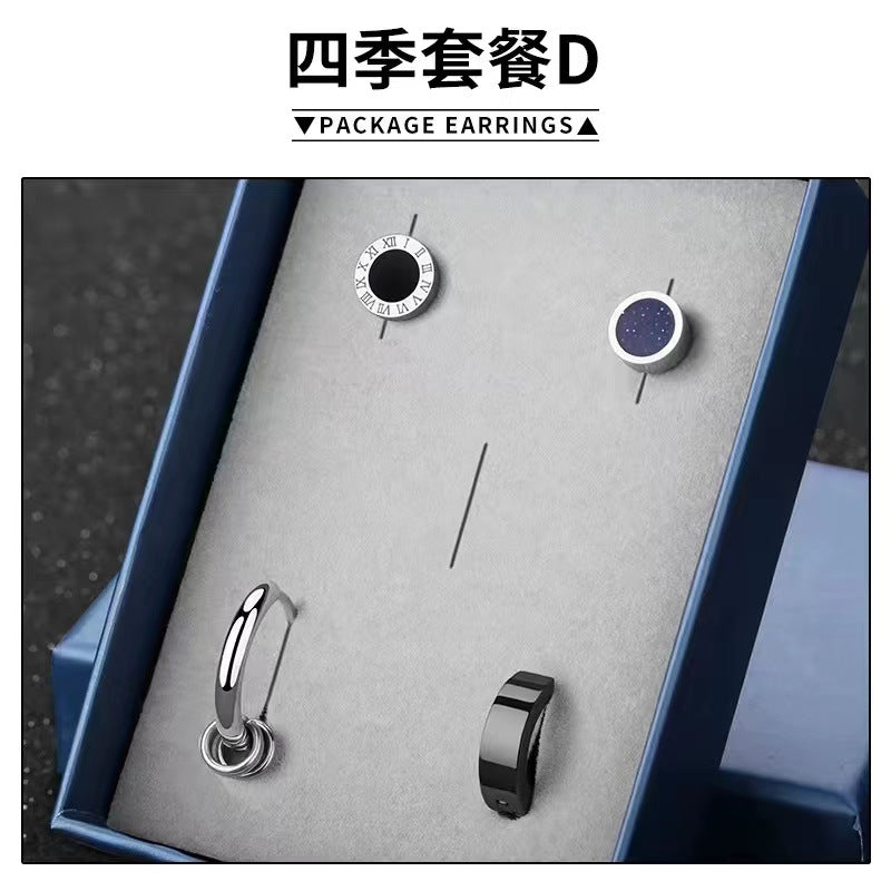Wholesale Minimalist Titanium Steel Individual Personalized Set Trendy Earrings
