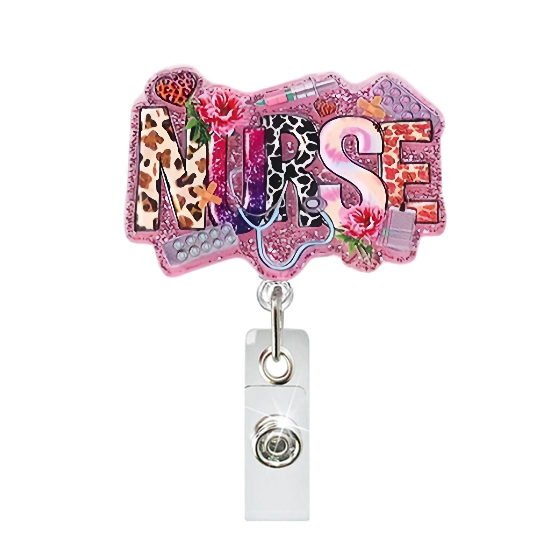 Wholesale  Hospital Staff Acrylic Badge Reel Doctor Nurse Organ Department Telescopic Easy Pull Buckle