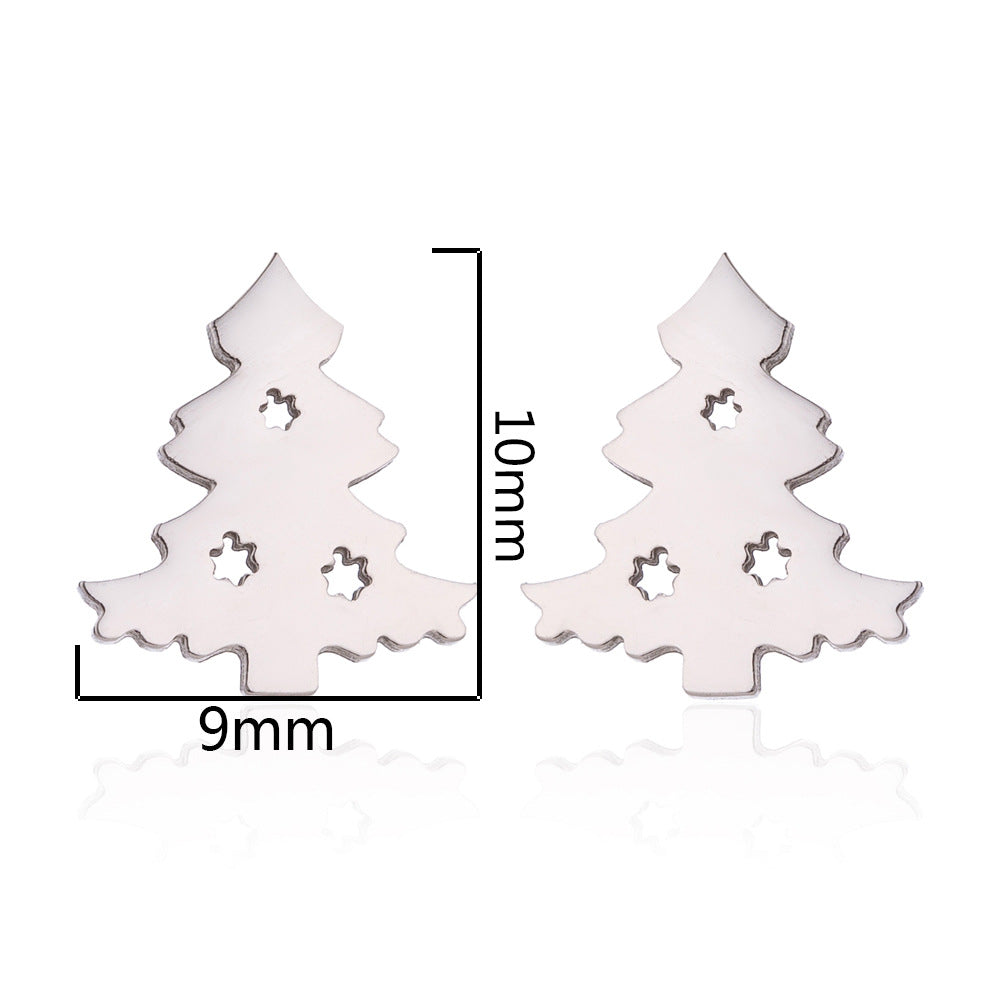 Wholesale Christmas Tree Snowflake Elk Earrings Set  Titanium Steel Earrings