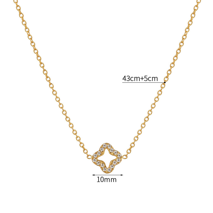 Wholesale 18k Gold Diamond Four Leaf Clover Necklace
