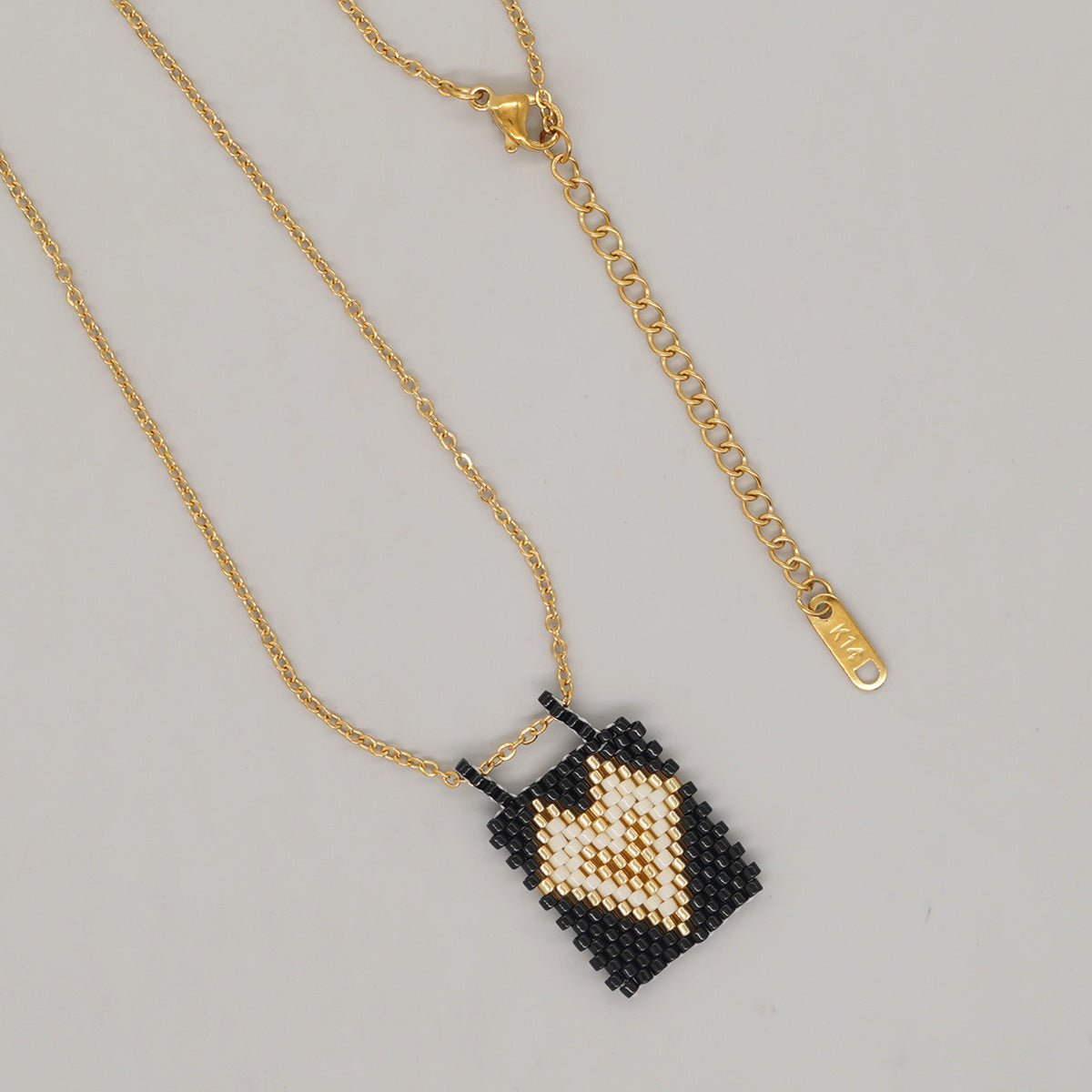 Wholesale Square Tag Rice Bead Necklace