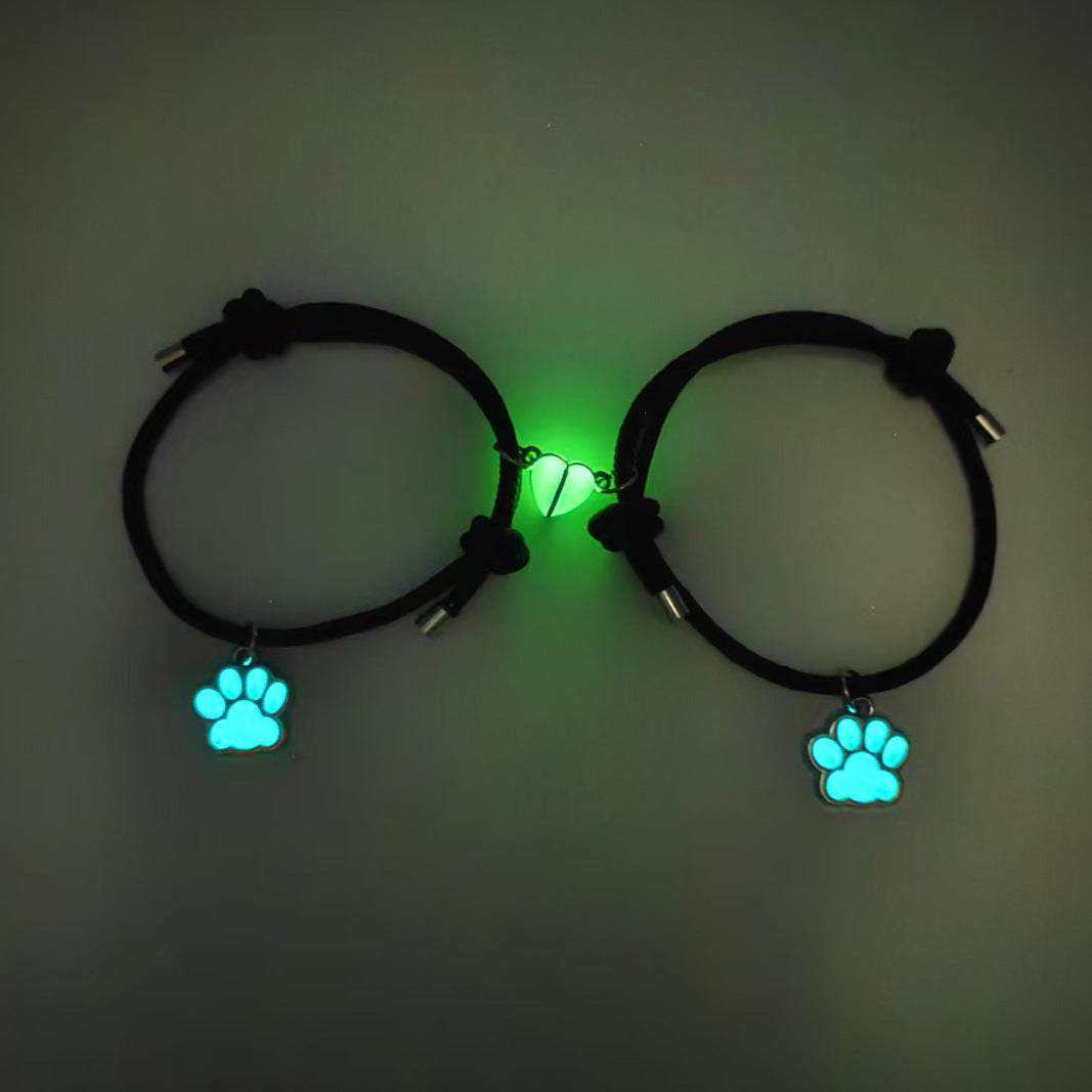 Wholesale  Luminous Cat Paw Dog Paw Love Magnet Bracelet