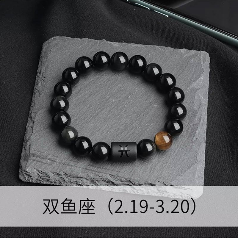 Wholesale Twelve Constellations Natural Stone Elastic Bracelet