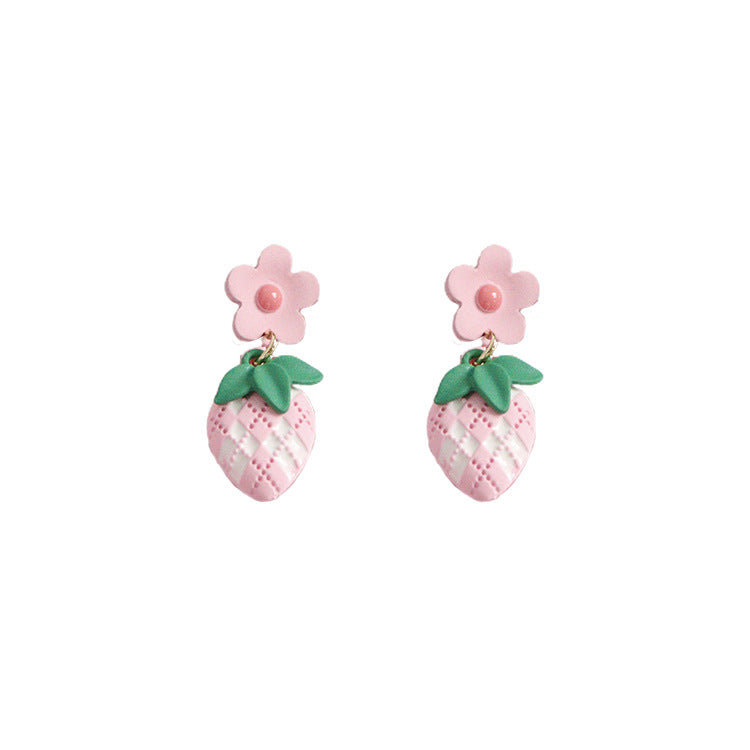 Wholesale Cartoon Strawberry Fruit Alloy Earrings