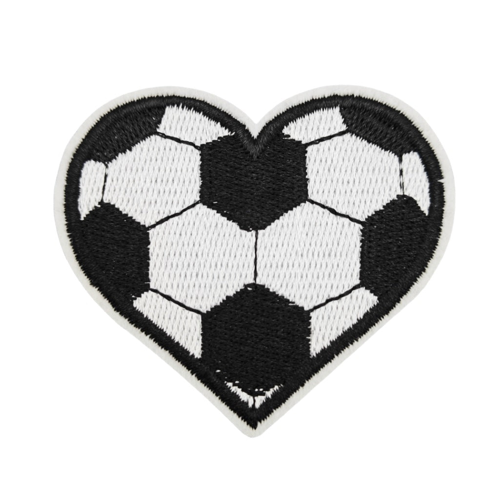 Wholesale Heart Shaped Sports Embroidered Patch Cartoon Soccer Basketball Bowling Design Polyester Thread Hat Decorative Accessory Fashion Craft Supply