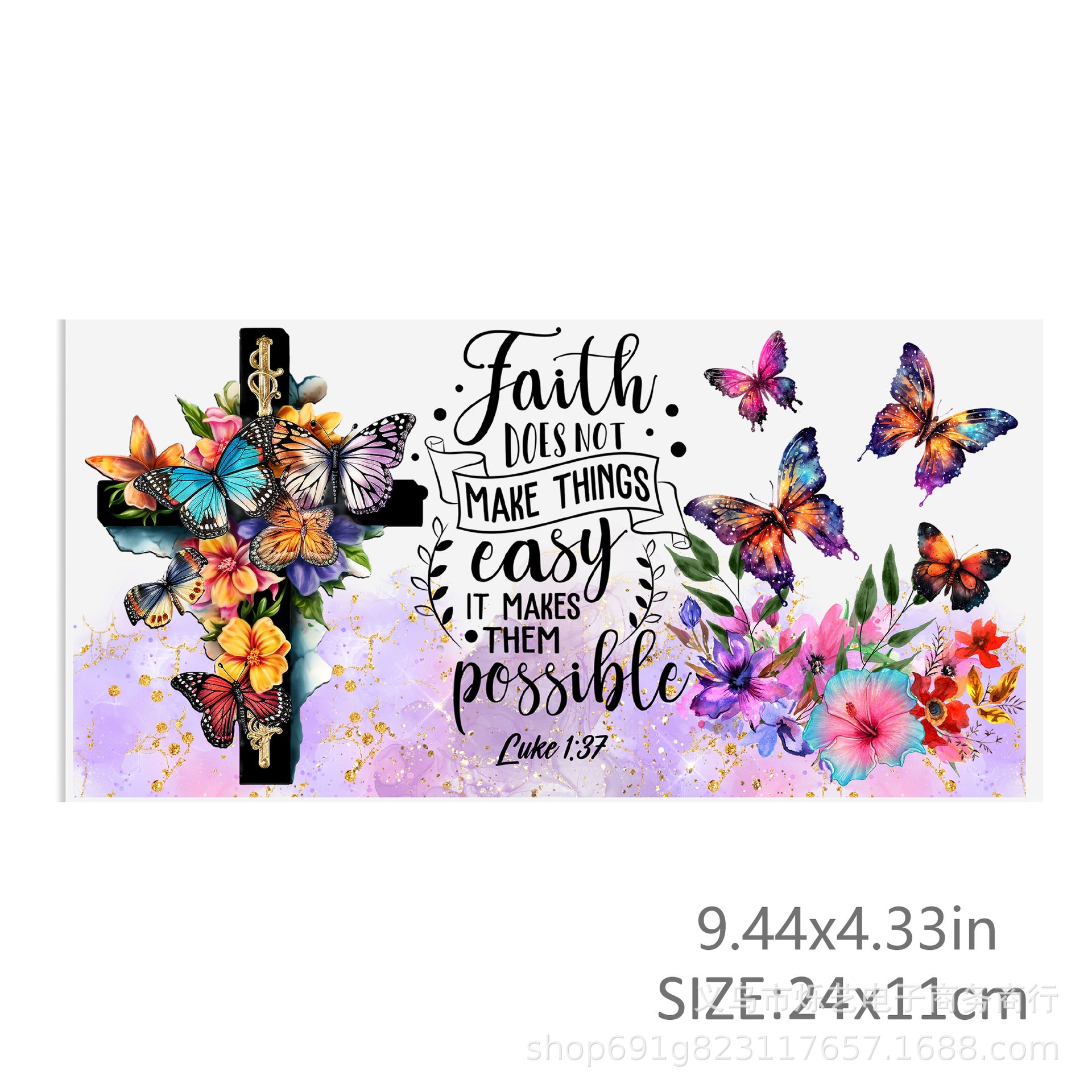 Wholesale Butterfly sunflower printing 16oz Cup UV DTF Wraps,