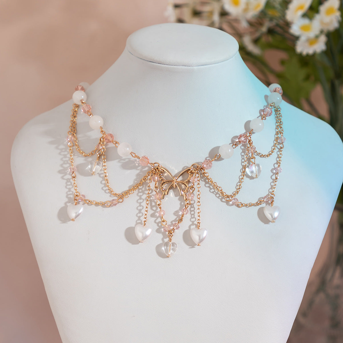 Wholesale Sweet Design Feeling Pearl Sweet Cool Y2K Butterfly Alloy Necklace