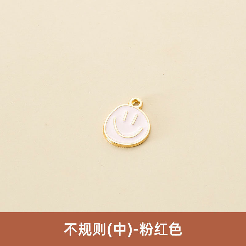 Wholesale Oil Drop Pendant Asymmetrical Funny Smiley Face Pendant Earrings Necklace Personality Pendant DIY Jewelry Accessories