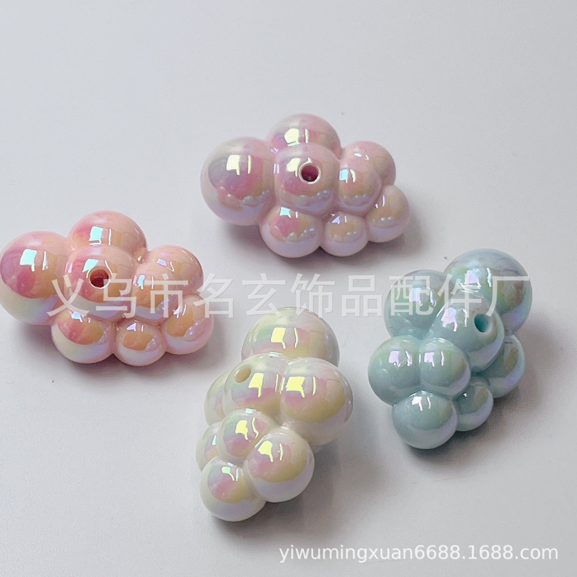 Wholesale Random 200 pcs/pack acrylic electroplated vertical hole cloud beads Acrylic Beads