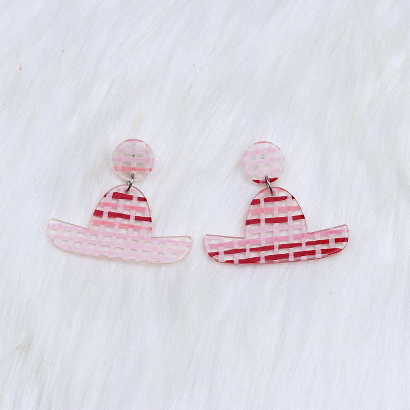 Wholesale Jelly Color Hat Canngue Acrylic Earrings