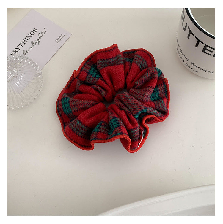 Wholesale Versatile Plaid Red and Green Christmas Cloth Headband
