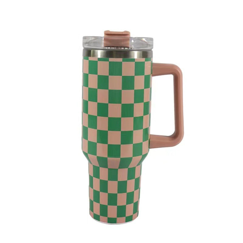Wholesale Tumbler 40oz Houndstooth Portable Handle Large Capacity Ice Cup