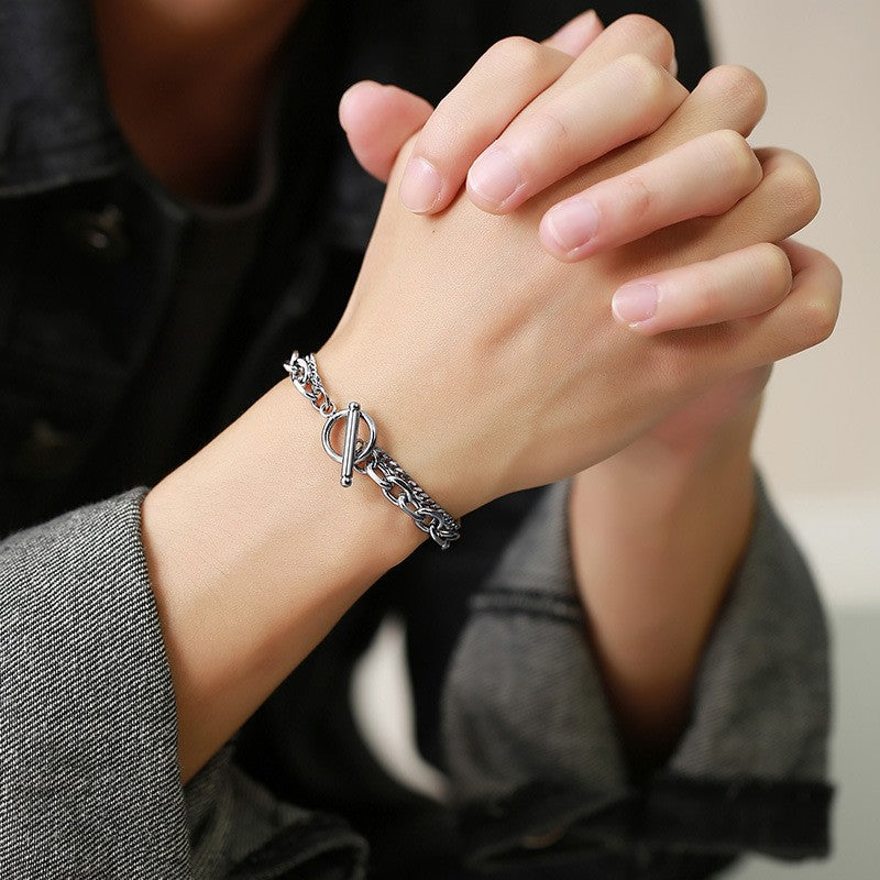 Wholesale Stainless Steel Double Layer Men's Multilayer Bracelet