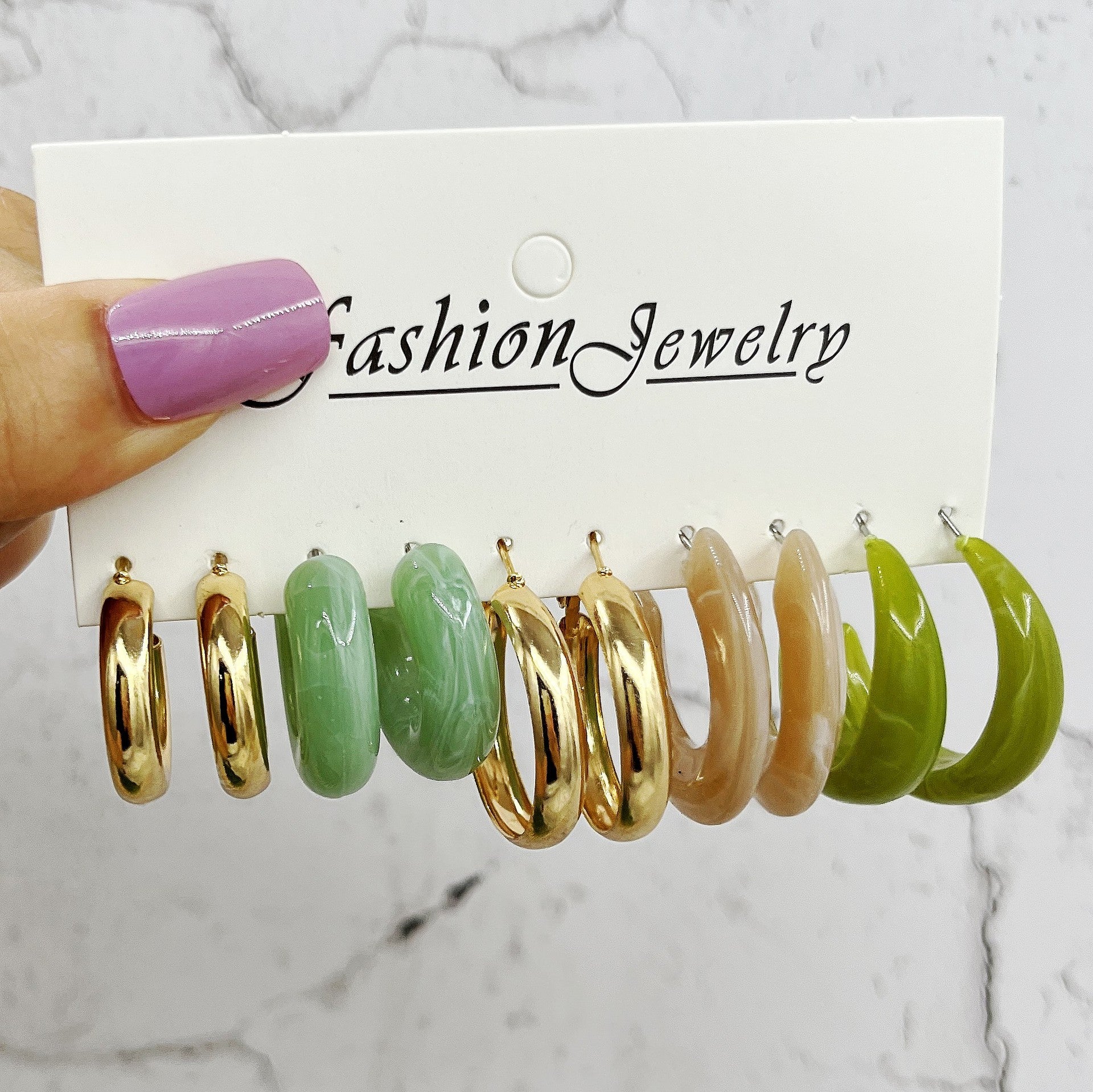 Wholesale Metal C Shape Acrylic Earrings Set