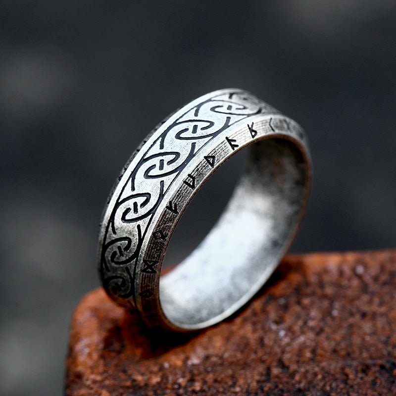 Wholesale simple titanium steel Nordic retro Viking letter stainless steel ring