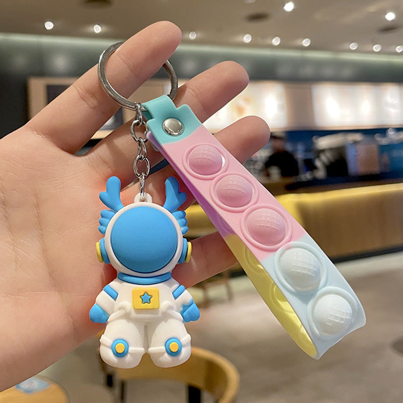 Wholesale PVC Space Dragon Leather Rope Keychains