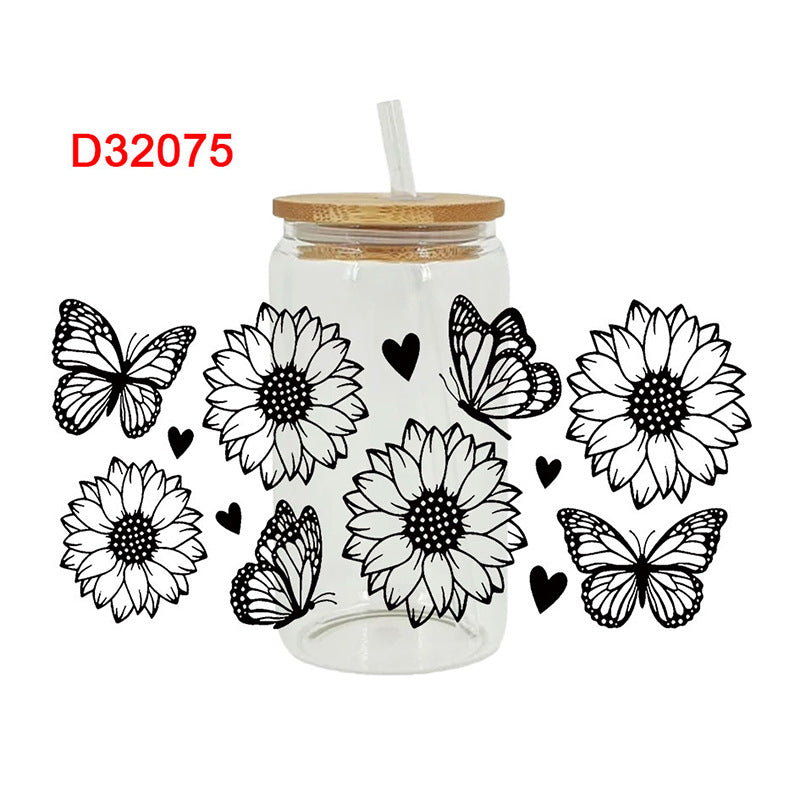 Wholesale Purple and black Pattern 16oz Cup UV DTF Wraps