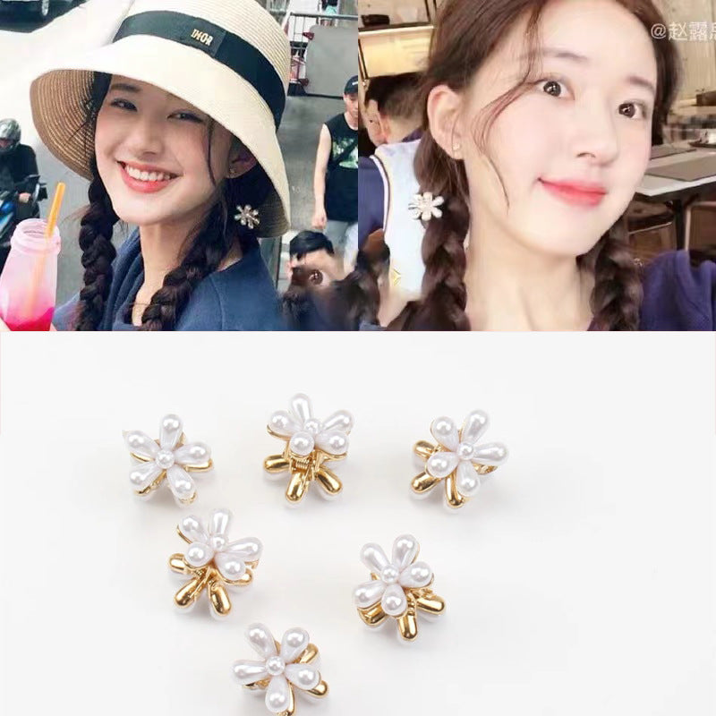 Wholesale Pearl Hairpin Small Flower Rhinestone Side Imitation Pearls Hair Clips