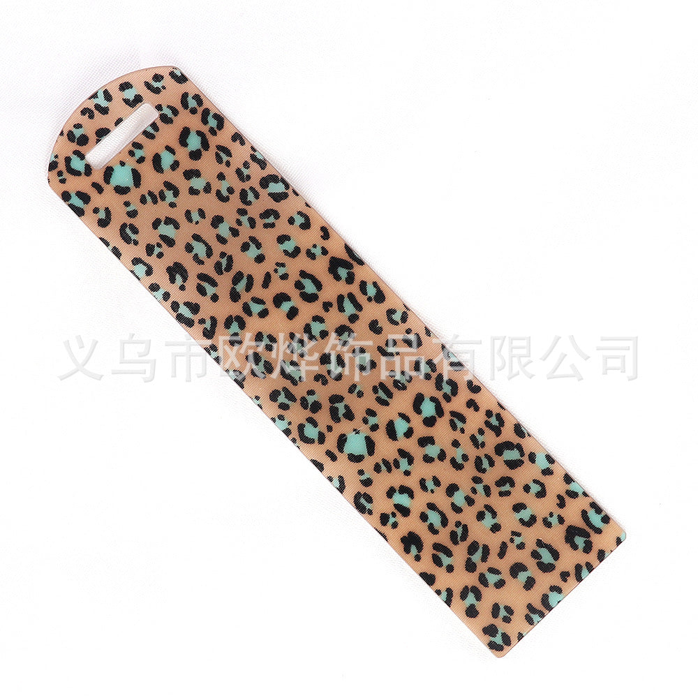 Wholesale 10pcs New Leopard Glitter Acrylic Bookmark DIY Pendant Booktag