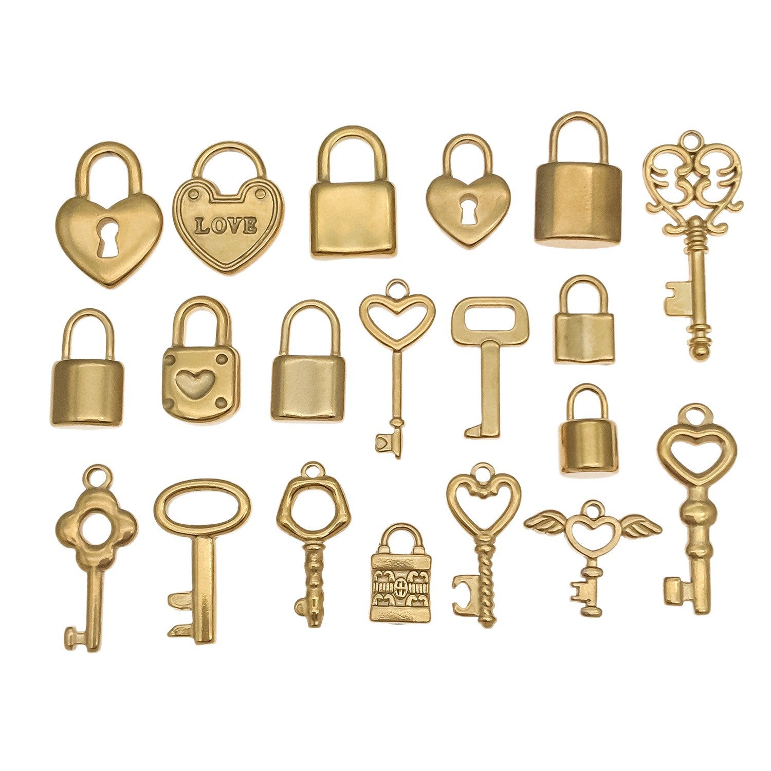Wholesale Smooth Love Key Love Lock Stainless Steel Pendant
