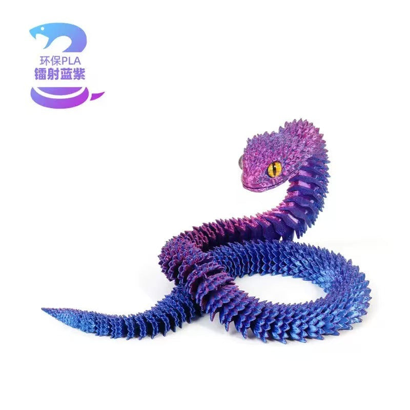 Wholesale 3D printed viper figurine with movable snake joints,  simulated animal luminous model