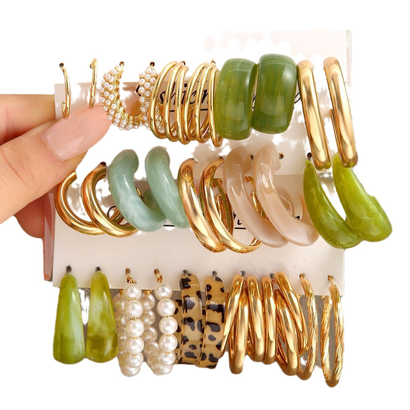 Wholesale Metal C Shape Acrylic Earrings Set