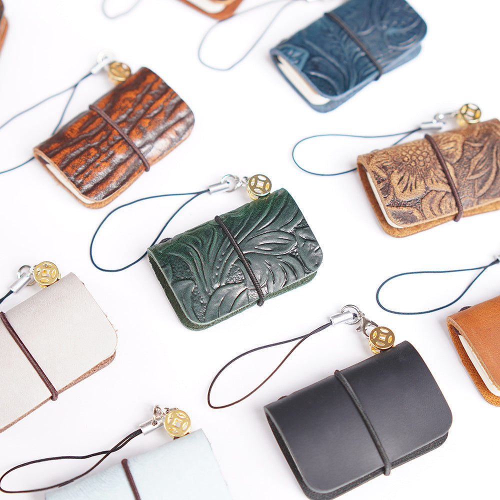 Wholesale mini pocket creative cowhide handmade multi-purpose leather notebook