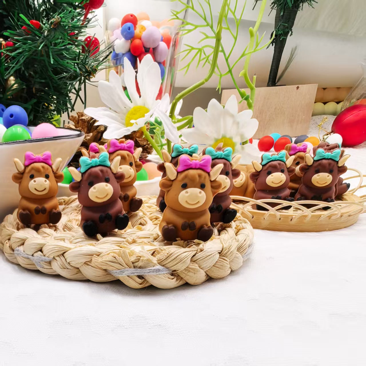 Wholesale cow silicone cartoon beads DIY silicone beads