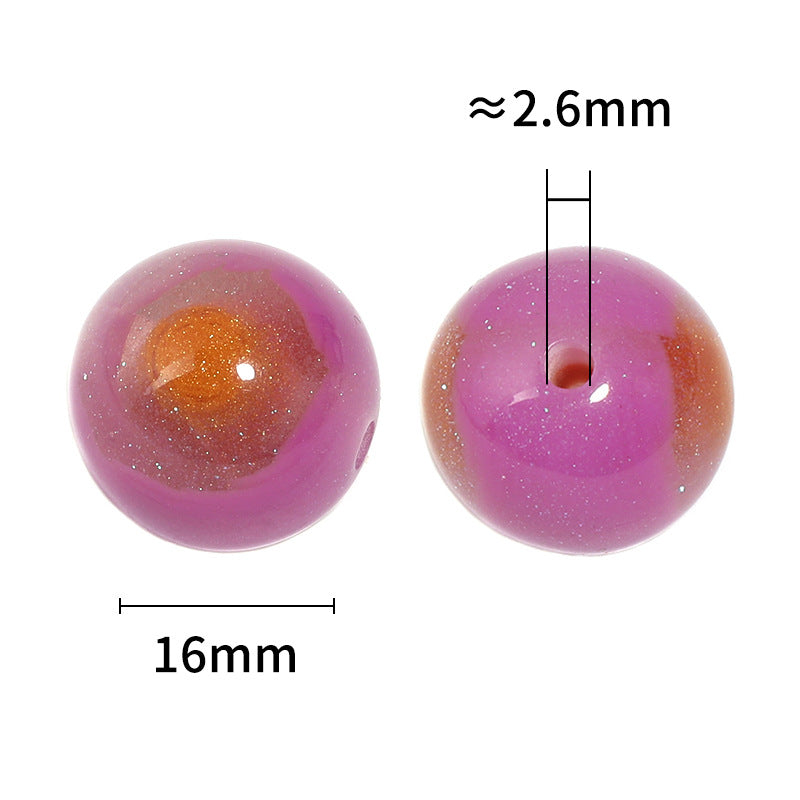 Wholesale 100pcs 16mm Aurora Xinghe resin round beads loose beads diy beaded pen accessories mobile phone chain keychain beads