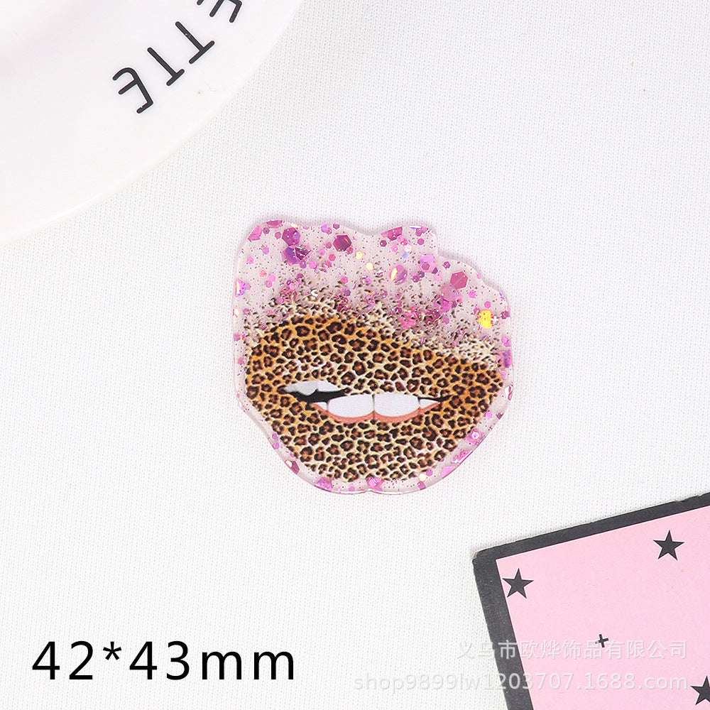 Wholesale 10pcs Cartoon Lips Letters Acrylic DIY Patches