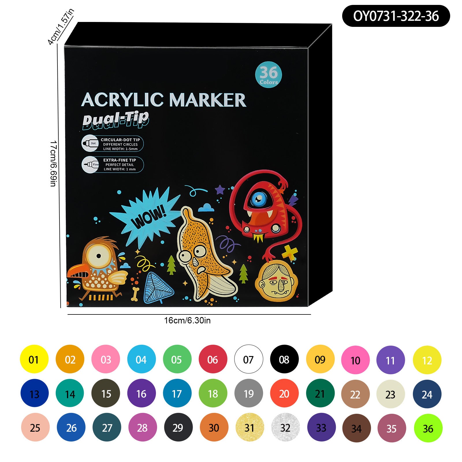 Wholesale Double-ended Polka-dot Acrylic Color Markers for Kids