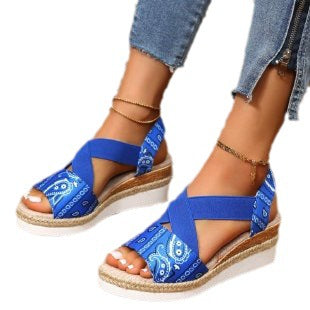 Wholesale Flat Wedge Heel Fish Mouth Casual Sandals