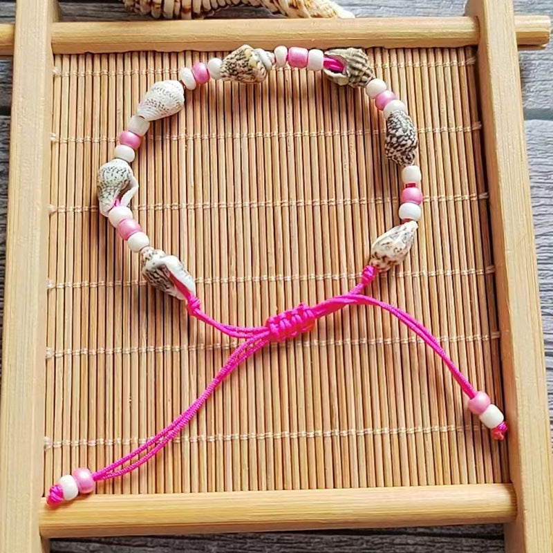 Wholesale Rice Bead Natural Shell Conch Handmade Woven Bracelet