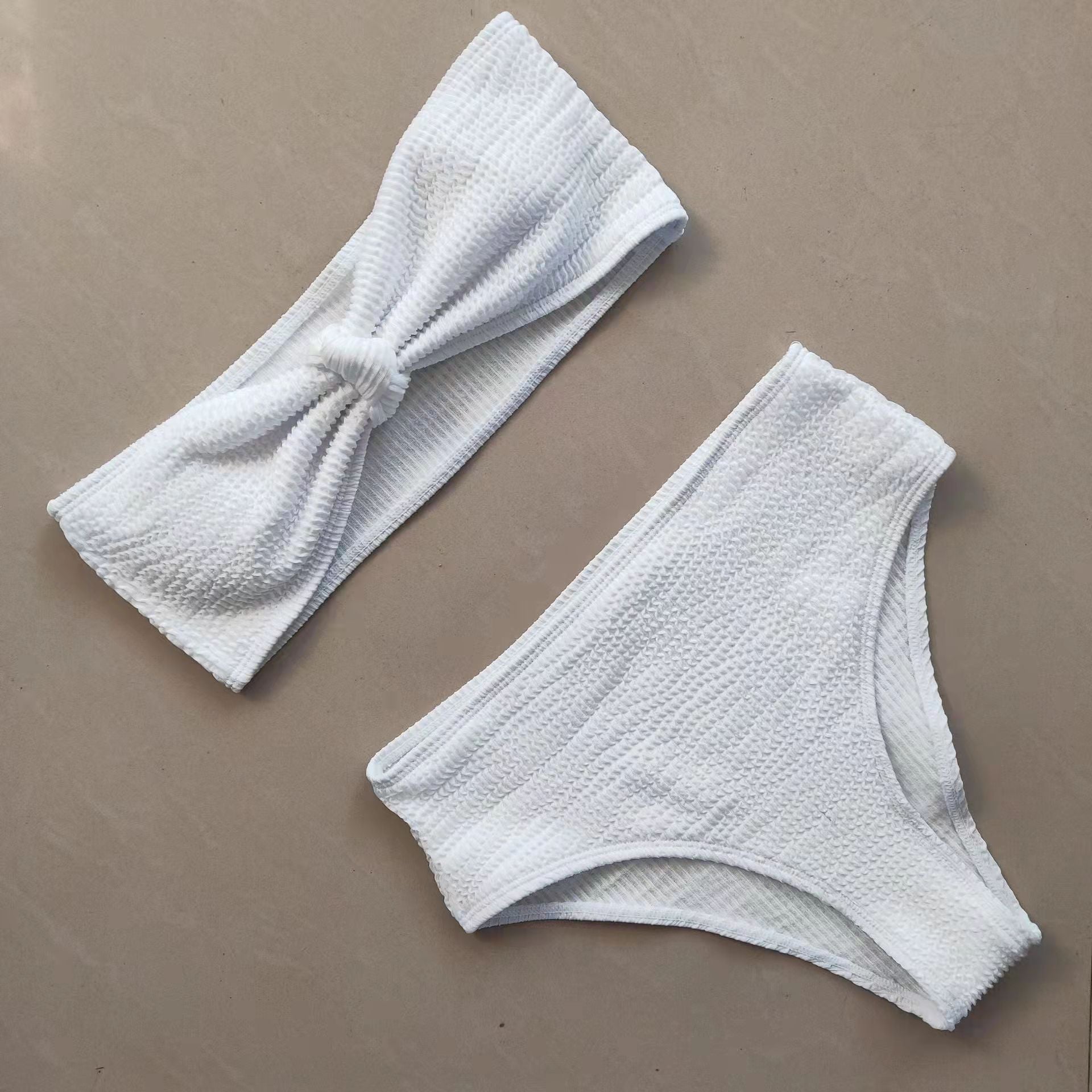 Wholesale Tube Top Split Wavy Fabric High Waist Swimwear