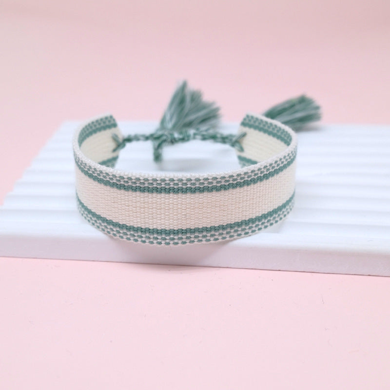 Wholesale Cord Embroiderable Logo Letter Woven Tassel Bracelet