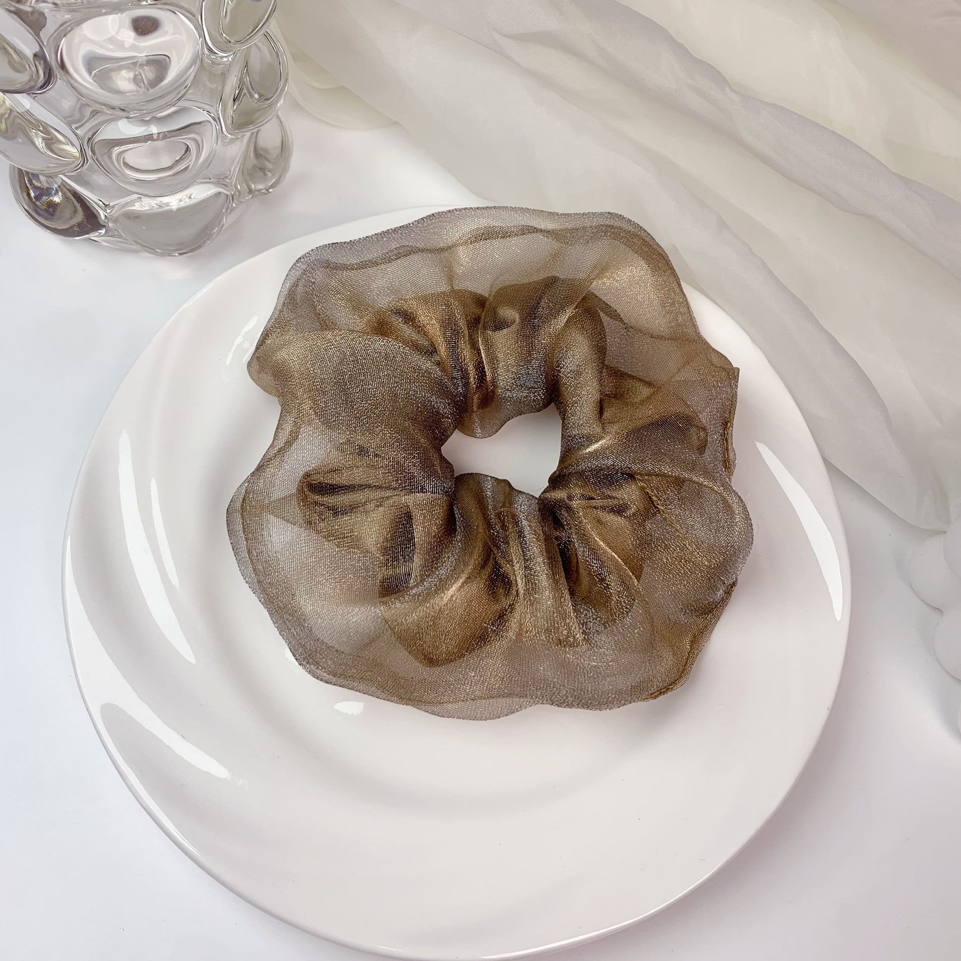 Wholesale Fabric French Double Mesh Large Intestine Hair Ties