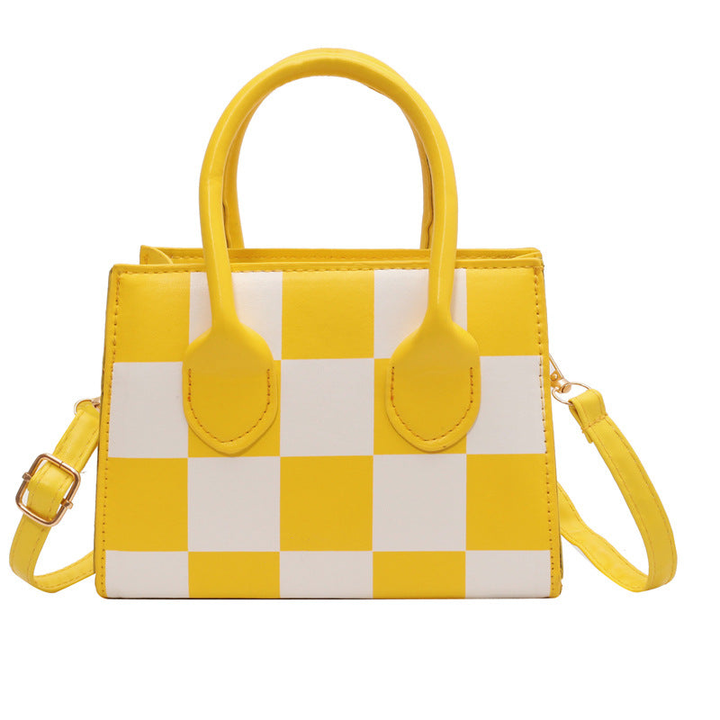 Wholesale chessboard stitching plaid contrasting color small square armpit PU handbag